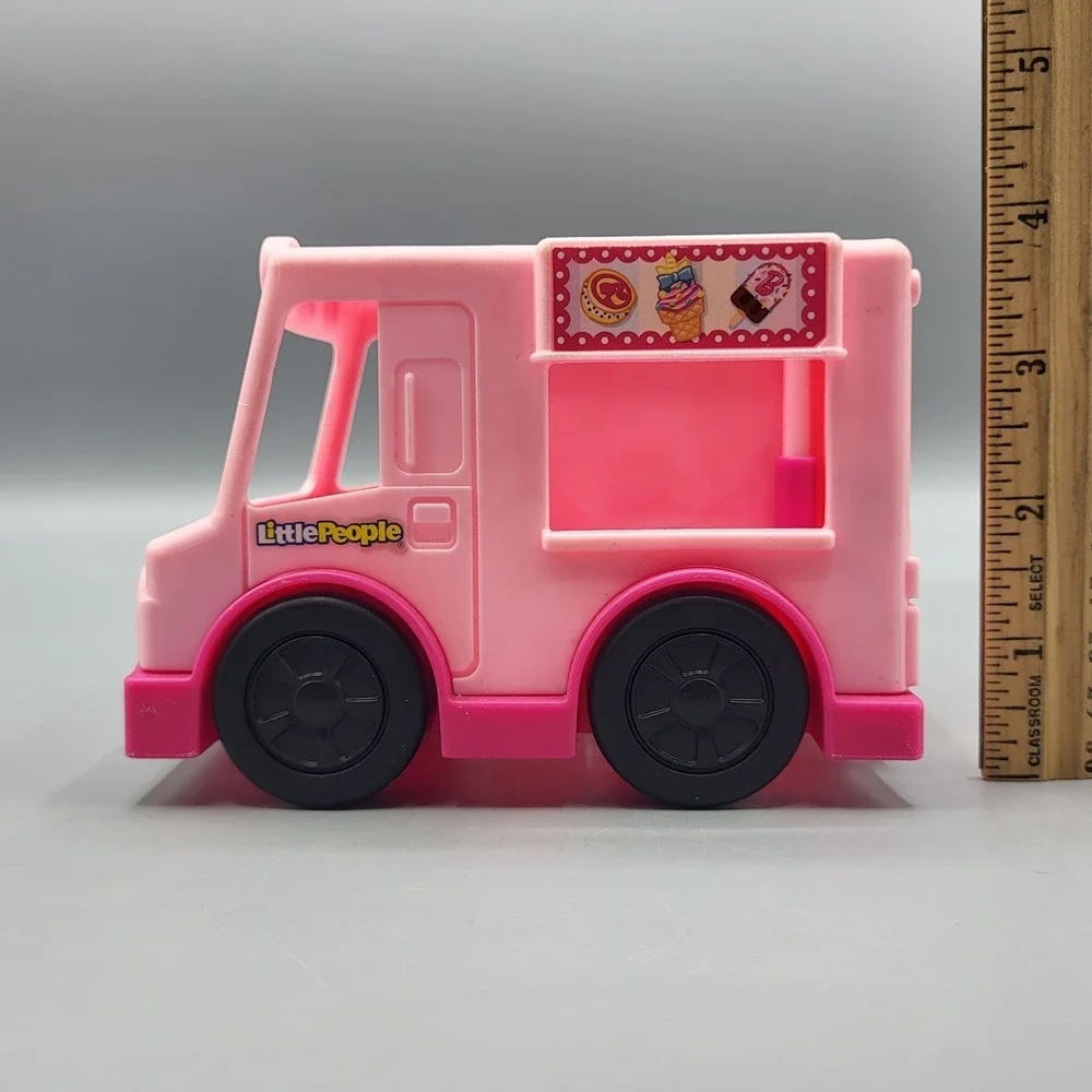 Fisher-Price Little People Barbie Ice Cream Truck Toy Pink Delivery Vehicle